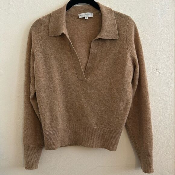 White and Warren Beige Tan Cashmere Sweater - Picture 3 of 5